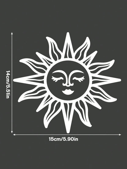 1pc Sun Shaped Car Sticker, Suitable For Rearview Mirror, Car Window And Bumper