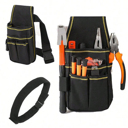 1pc Tool Belt, Small Tool Pouch, Men's Tool Belt, Practical Strap Adjustable Waist Belt, Suitable For Hardware, Carpentry, Multi-Pocket Storage Bag
