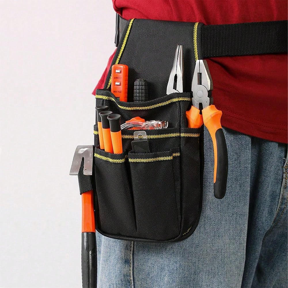 1pc Tool Belt, Small Tool Pouch, Men's Tool Belt, Practical Strap Adjustable Waist Belt, Suitable For Hardware, Carpentry, Multi-Pocket Storage Bag