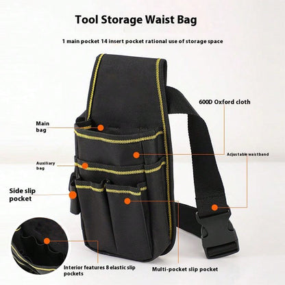 1pc Tool Belt, Small Tool Pouch, Men's Tool Belt, Practical Strap Adjustable Waist Belt, Suitable For Hardware, Carpentry, Multi-Pocket Storage Bag