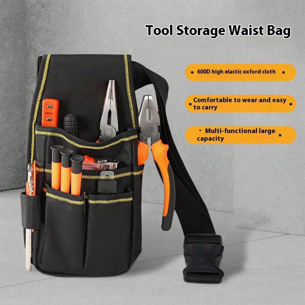 1pc Tool Belt, Small Tool Pouch, Men's Tool Belt, Practical Strap Adjustable Waist Belt, Suitable For Hardware, Carpentry, Multi-Pocket Storage Bag