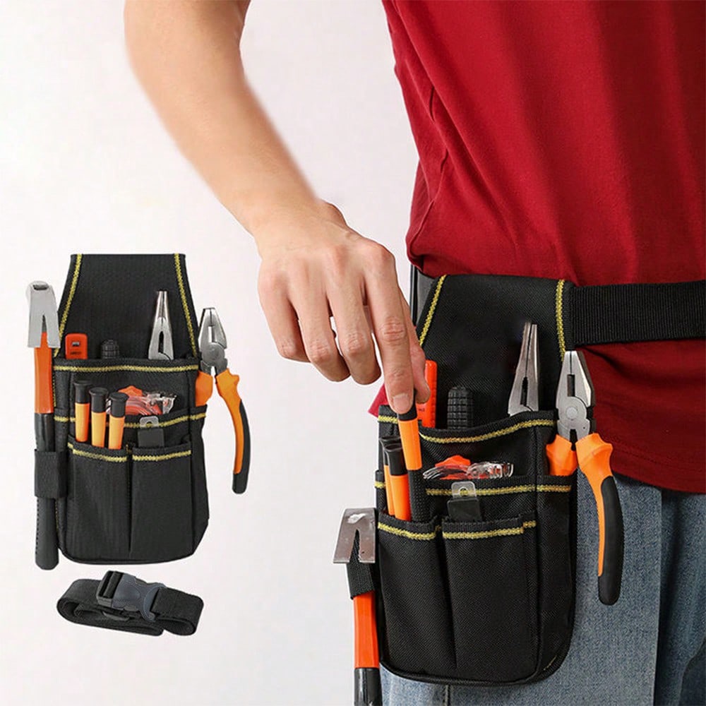 1pc Tool Belt, Small Tool Pouch, Men's Tool Belt, Practical Strap Adjustable Waist Belt, Suitable For Hardware, Carpentry, Multi-Pocket Storage Bag