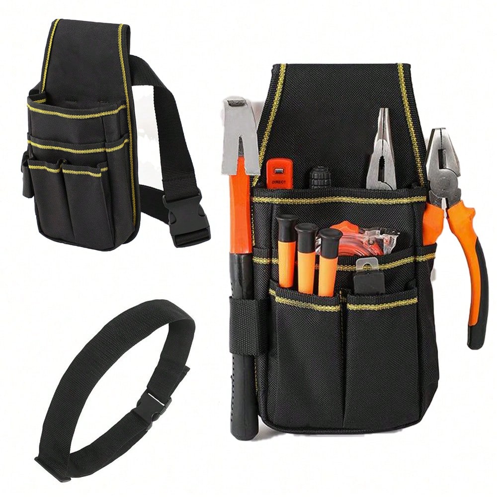 1pc Tool Belt, Small Tool Pouch, Men's Tool Belt, Practical Strap Adjustable Waist Belt, Suitable For Hardware, Carpentry, Multi-Pocket Storage Bag
