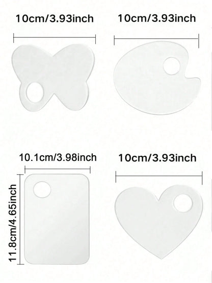 1pc Transparent Acrylic Makeup Mixing Palette Nail Art Mixing Plate With Scraper Makeup Tool Suitable For Foundation, Eyeshadow, Mascara, Lipstick, Nail Art
