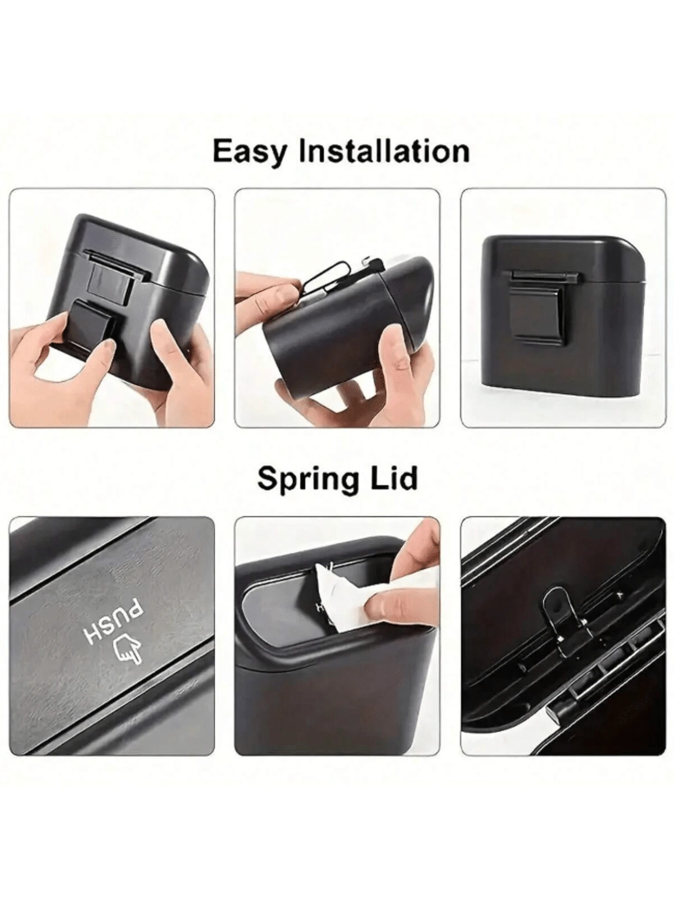 1pc Trash Can And 4 Rolls Of Trash Bags (15pcs/Roll, 60pcs Total), 2 Colors Available, Super Cute And Super Practical Car Trash Can And Trash Bags