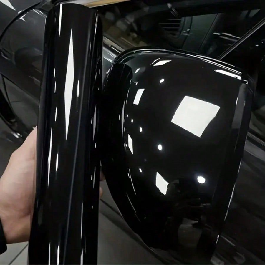 1pc Ultra Glossy Black Car Wrap Film- Self-Adhesive PET Film- Waterproof, Scratch-Resistant, Breathable- Perfect For DIY Color Change Of Cars, Motorcycles, Furniture, Etc., Ultra Glossy Car Wrap