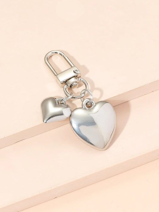 1pc Unisex Creative Ins Electroplated Heart Shaped Keychain Pendant, Best Friends Gift, Bag Decoration Accessory Back To School Supplies Gifts For Teachers Valentines
