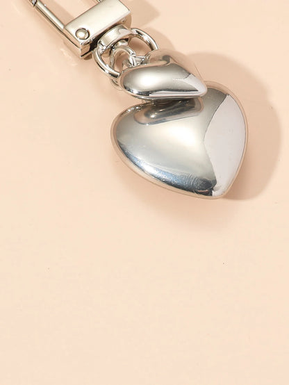 1pc Unisex Creative Ins Electroplated Heart Shaped Keychain Pendant, Best Friends Gift, Bag Decoration Accessory Back To School Supplies Gifts For Teachers Valentines