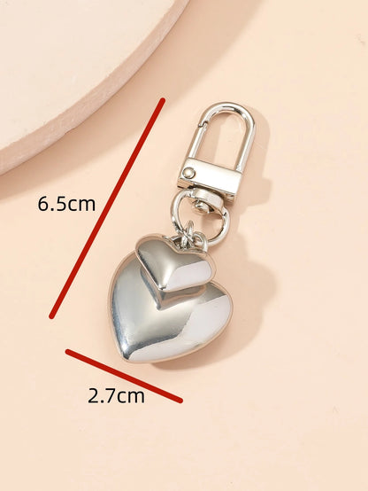 1pc Unisex Creative Ins Electroplated Heart Shaped Keychain Pendant, Best Friends Gift, Bag Decoration Accessory Back To School Supplies Gifts For Teachers Valentines