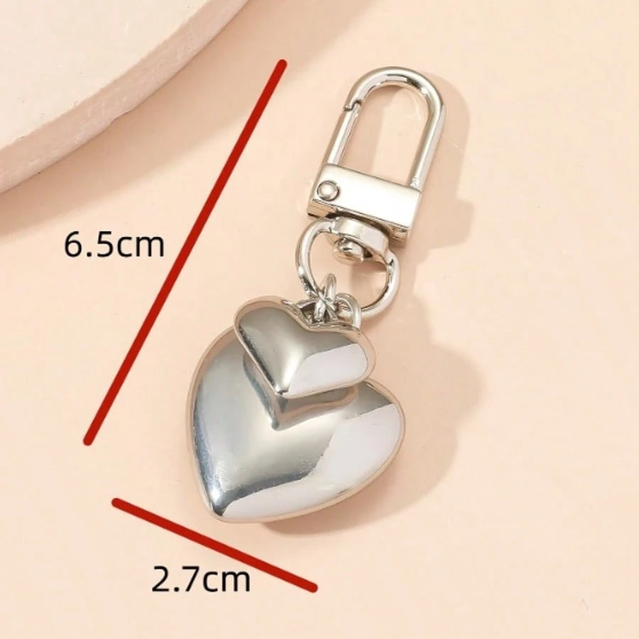 1pc Unisex Creative Ins Electroplated Heart Shaped Keychain Pendant, Best Friends Gift, Bag Decoration Accessory Back To School Supplies Gifts For Teachers Valentines