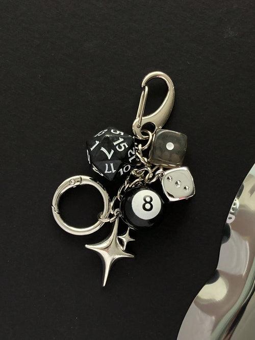 1pc Unisex Handmade Dice Keychain, Edgy Y2K Subculture Accessory, Billiard 8 Ball Pendant, Bag Decoration