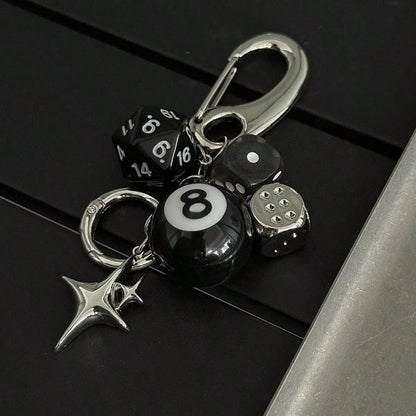 1pc Unisex Handmade Dice Keychain, Edgy Y2K Subculture Accessory, Billiard 8 Ball Pendant, Bag Decoration
