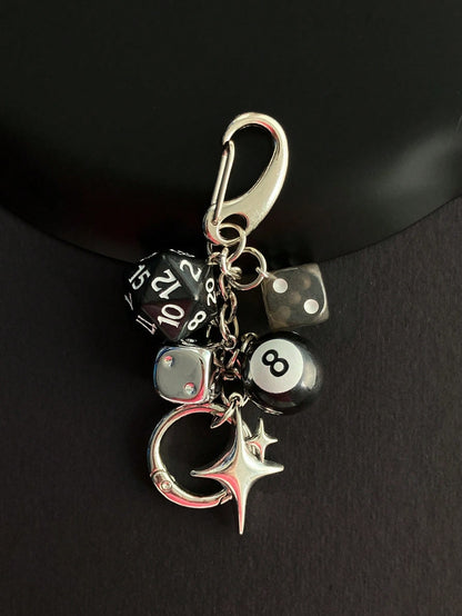 1pc Unisex Handmade Dice Keychain, Edgy Y2K Subculture Accessory, Billiard 8 Ball Pendant, Bag Decoration