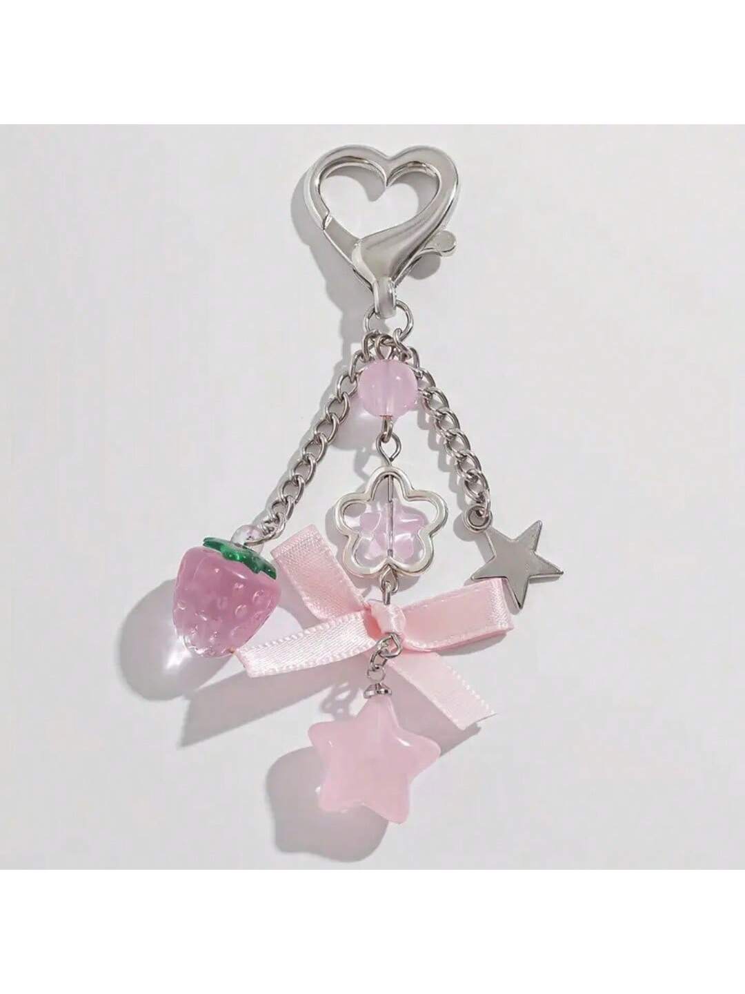 1pc Unisex Kawaii Glass Strawberry Summer Fruit Keychain Gift For Couple Or BFF Wallet With Strap Cell Phone Pouch Keychain Accessories Key Chains For Women Small Gifts Gifts For Her