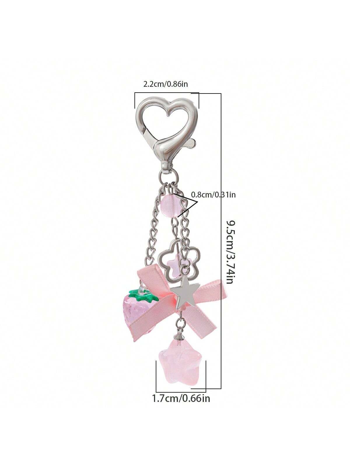 1pc Unisex Kawaii Glass Strawberry Summer Fruit Keychain Gift For Couple Or BFF Wallet With Strap Cell Phone Pouch Keychain Accessories Key Chains For Women Small Gifts Gifts For Her