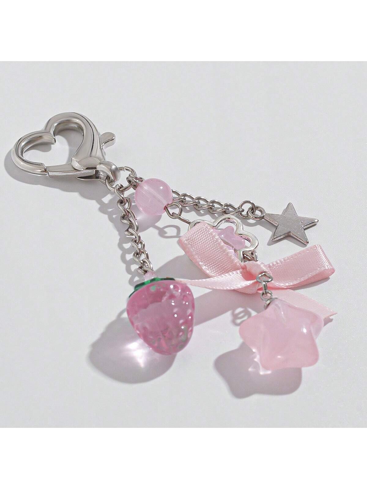 1pc Unisex Kawaii Glass Strawberry Summer Fruit Keychain Gift For Couple Or BFF Wallet With Strap Cell Phone Pouch Keychain Accessories Key Chains For Women Small Gifts Gifts For Her