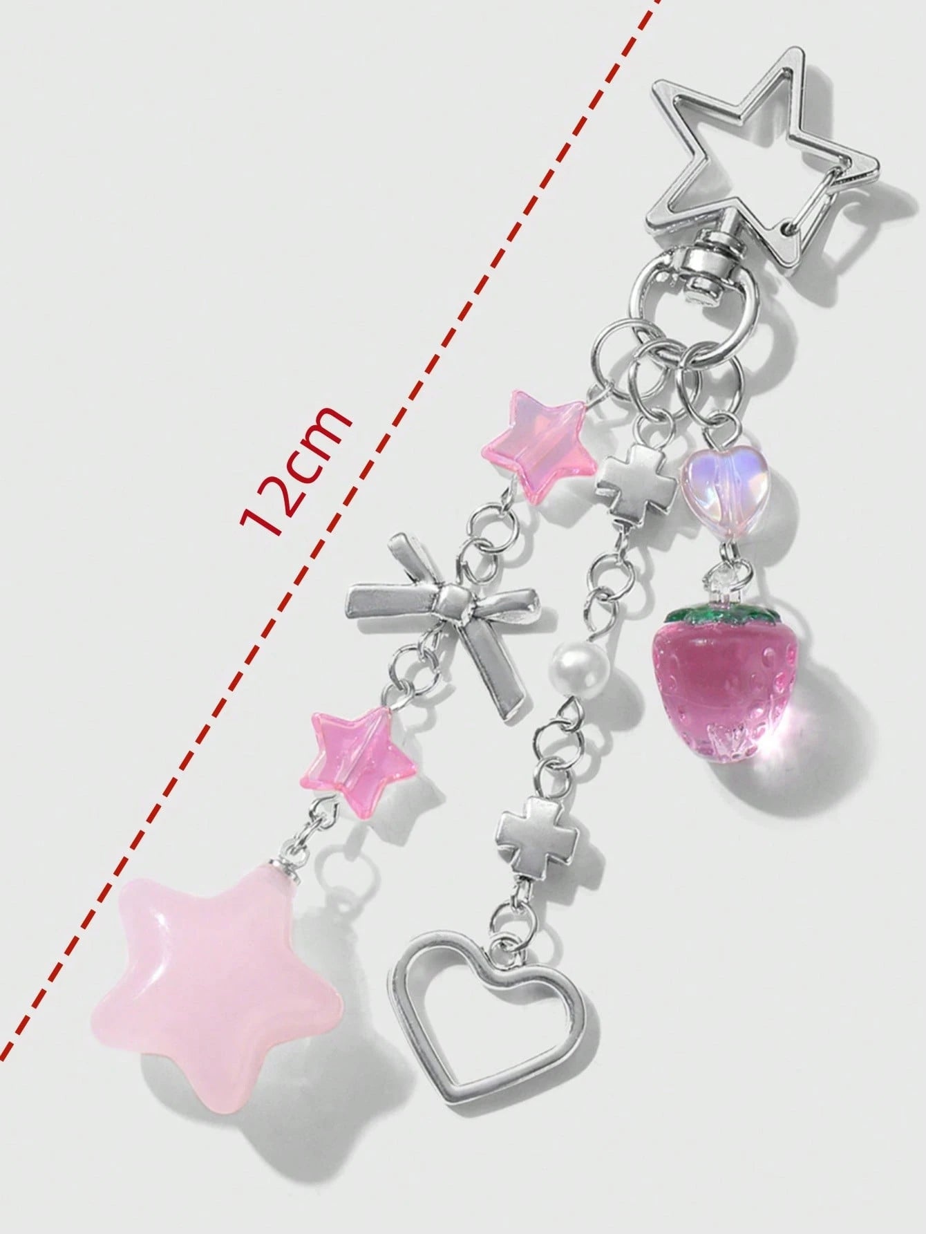 1pc Unisex Kawaii Glass Strawberry Summer Fruit Keychain Gift For Couple Or BFF Wallet With Strap Cell Phone Pouch Keychain Accessories Key Chains For Women Small Gifts Gifts For Her