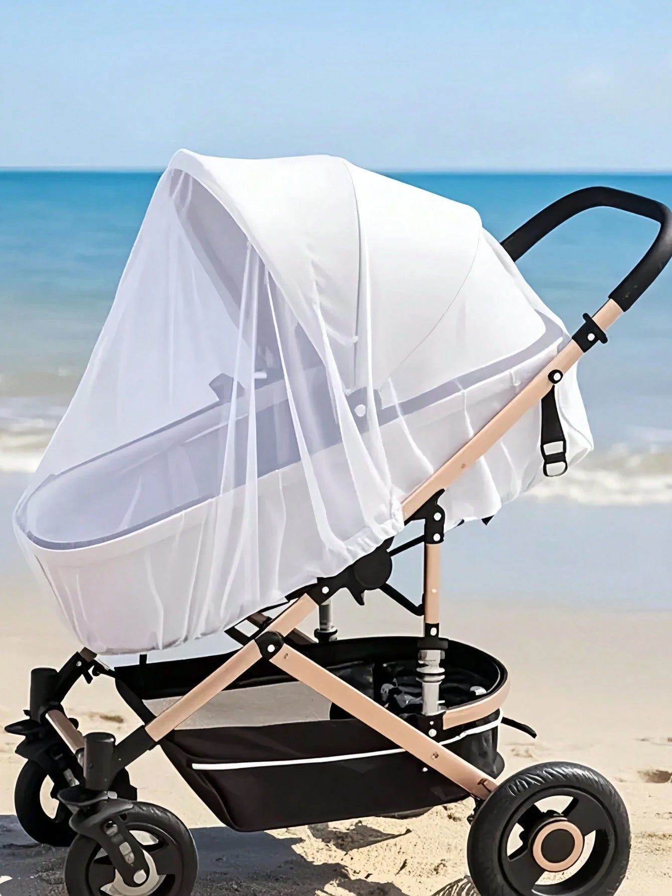 1pc Universal Baby Bassinet Mosquito Net, Breathable Mesh Canopy For Cradle Rocker Stroller, Convenient Portable White Color For Spring/Summer (Random Color)