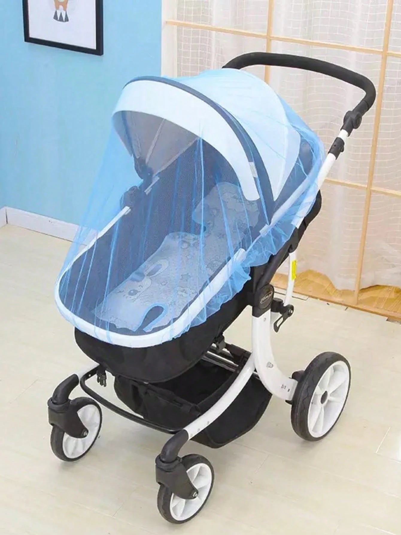 1pc Universal Baby Bassinet Mosquito Net, Breathable Mesh Canopy For Cradle Rocker Stroller, Convenient Portable White Color For Spring/Summer (Random Color)