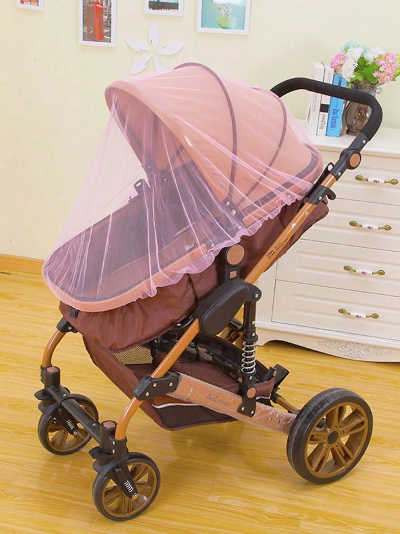 1pc Universal Baby Bassinet Mosquito Net, Breathable Mesh Canopy For Cradle Rocker Stroller, Convenient Portable White Color For Spring/Summer (Random Color)