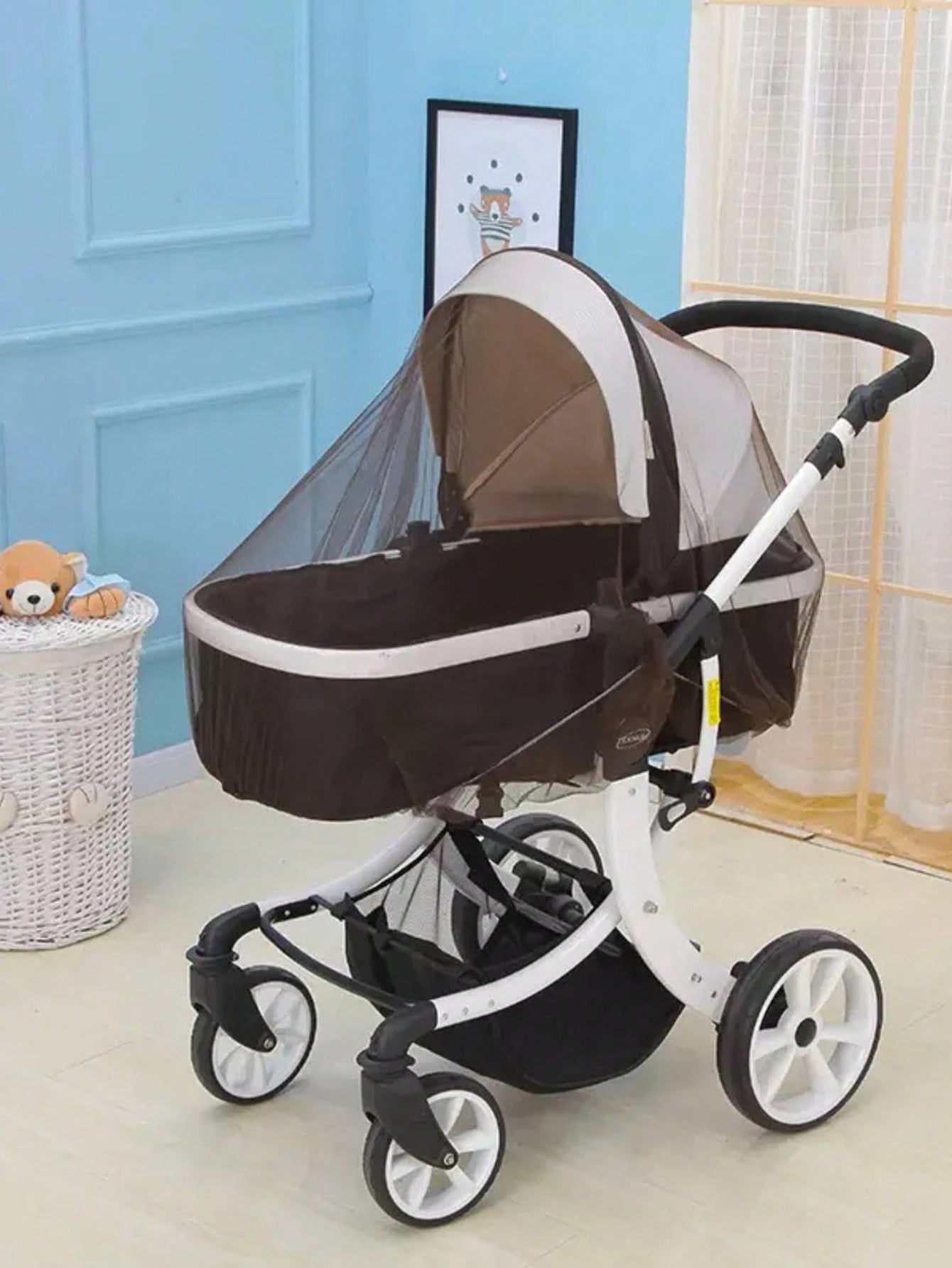 1pc Universal Baby Bassinet Mosquito Net, Breathable Mesh Canopy For Cradle Rocker, Convenient Portable White Design For Spring/Summer