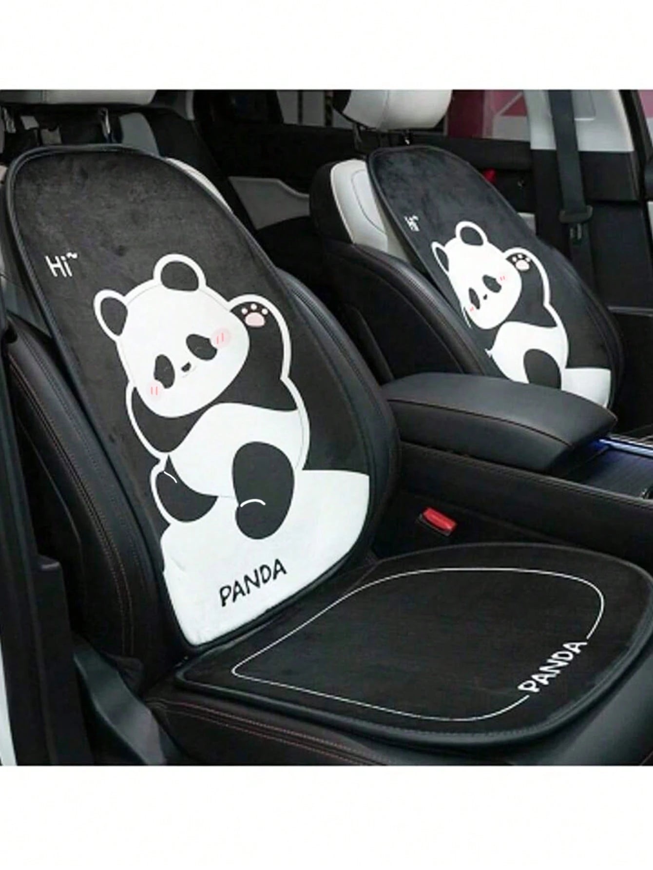 1pc Universal Car Seat Cushion, Plush Warm Panda Design Soft Comfortable Car Seat Protector With Neck Pillow, Suitable For Most Vehicles,Car Accessories