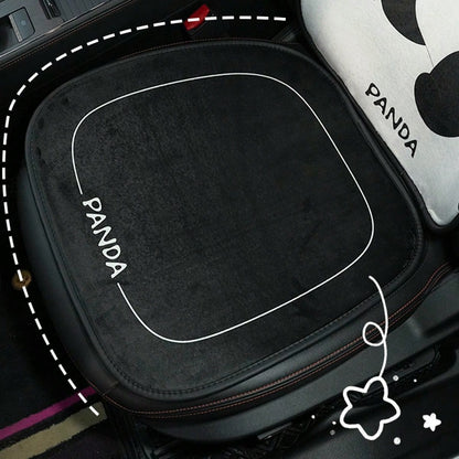 1pc Universal Car Seat Cushion, Plush Warm Panda Design Soft Comfortable Car Seat Protector With Neck Pillow, Suitable For Most Vehicles,Car Accessories