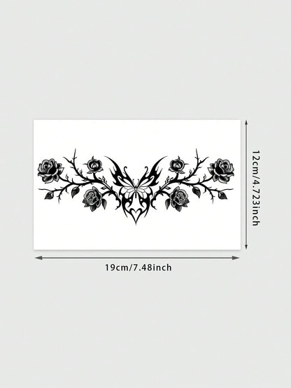 1pc Waterproof Temporary Tattoo Sticker, PVC Heart Dark Fairy Demon Wing Seductive Design, European And American Fashion, Waterproof & Sweat-Proof, Suitable For Daily Use