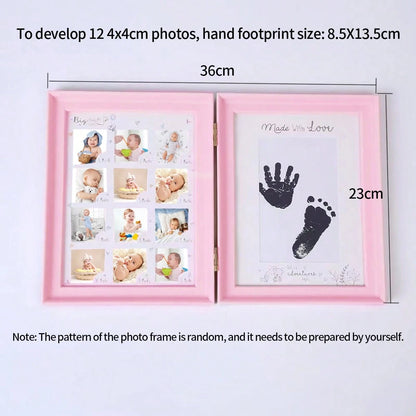 1pc White Book-Style Baby's 1st Year Growth Hand & Foot Print Photo Frame, Plastic Material Suitable For Daily Use & Commemorative Occasions (Requires 12pcs 4x4cm Photos, Hand & Foot Print Size: 8.5X1