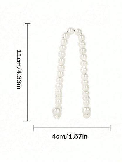 1pc White Faux Pearl Beaded Car Headrest Hook, Elegant Glossy Round Bead Storage Rack, Multi-Functional Car Back Seat Organizer, Cute Car Interior Decor Gift, Suitable For Wedding, Daily Travel Vehicl
