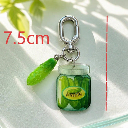 1pc Women's Artificial Cucumber Pendant, Artificial Pickled Cucumber Bottle Pendant Keychain, Funny Fruit & Vegetable Bag Charm