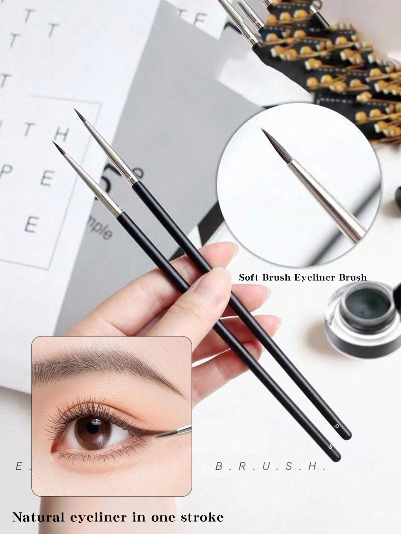 1PC Women's Boutique Eyeliner Brush And Eyebrow Brush, Makeup Tools, Tear Brush, Simple And Suitable For Beginners, Can Smudge Eye Shadow, Create Natural Eyeliner Contour, Travel, Eye Shadow Brush, Sp