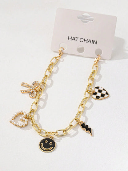 1pc Women's Fashion Hat Chain- Geometric Design, Versatile Baseball Cap Accessory Suitable For Party Outfits And Daily Style