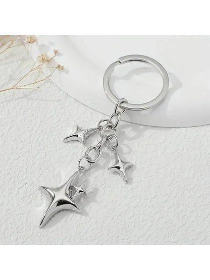 1pc Y2K Stars Decor Keychain Metal Key Ring Purse Bag Backpack Car Charm Earphone Accessory Bag Accessories Gift Gift Accessories Decor For Teen Girls Women College Students Rookies & White-Collar Wor