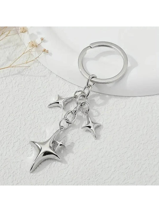 1pc Y2K Stars Decor Keychain Metal Key Ring Purse Bag Backpack Car Charm Earphone Accessory Bag Accessories Gift Gift Accessories Decor For Teen Girls Women College Students Rookies & White-Collar Wor