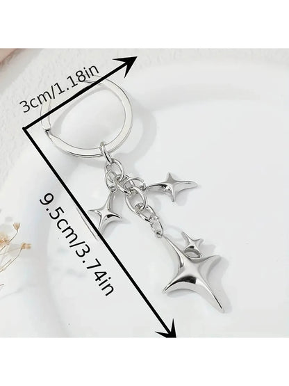 1pc Y2K Stars Decor Keychain Metal Key Ring Purse Bag Backpack Car Charm Earphone Accessory Bag Accessories Gift Gift Accessories Decor For Teen Girls Women College Students Rookies & White-Collar Wor