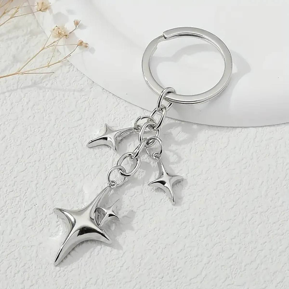 1pc Y2K Stars Decor Keychain Metal Key Ring Purse Bag Backpack Car Charm Earphone Accessory Bag Accessories Gift Gift Accessories Decor For Teen Girls Women College Students Rookies & White-Collar Wor