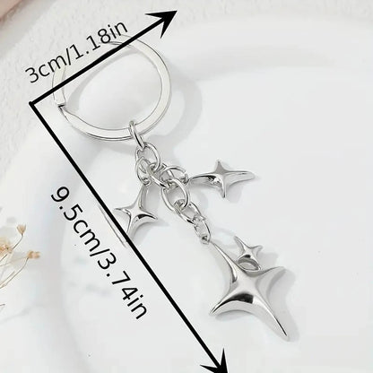 1pc Y2K Stars Decor Keychain Metal Key Ring Purse Bag Backpack Car Charm Earphone Accessory Bag Accessories Gift Gift Accessories Decor For Teen Girls Women College Students Rookies & White-Collar Wor