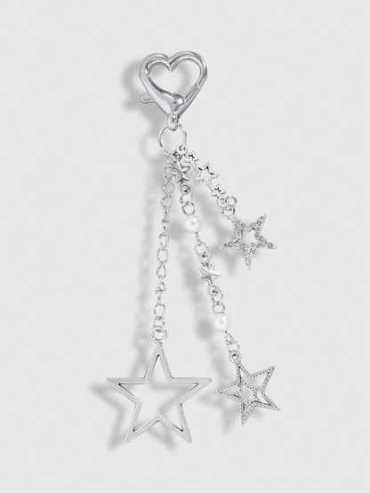 1pc Y2K Stars Decor Keychain Metal Key Ring Purse Bag Backpack Car Charm Earphone Accessory Bag Accessories Gift Gift Accessories Decor For Teen Girls Women College Students Rookies & White-Collar Wor