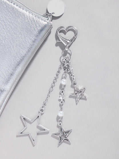 1pc Y2K Stars Decor Keychain Metal Key Ring Purse Bag Backpack Car Charm Earphone Accessory Bag Accessories Gift Gift Accessories Decor For Teen Girls Women College Students Rookies & White-Collar Wor