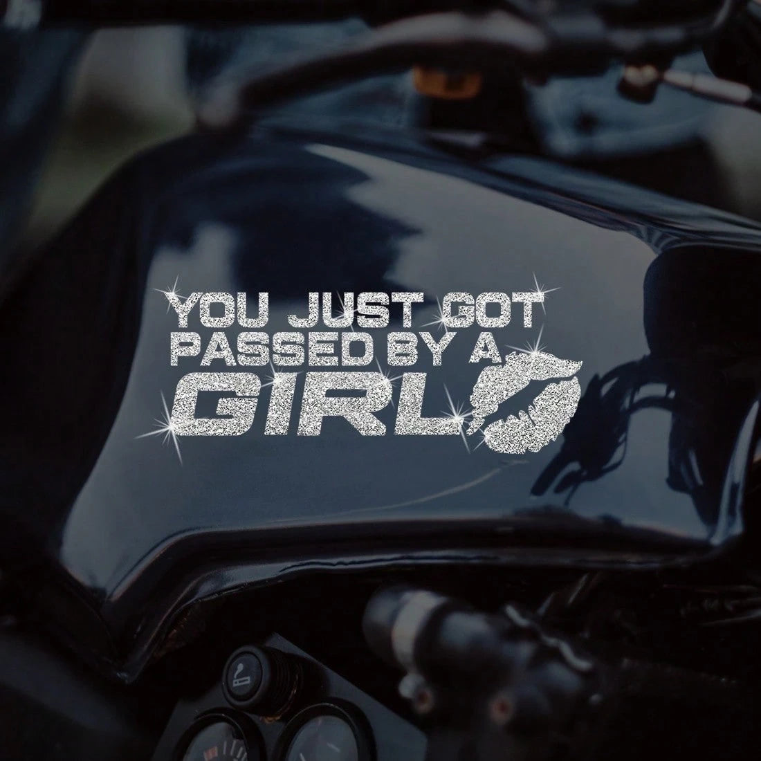 1pc "YOU JUST GOT PASSED BY A GIR" Self-Adhesive Glossy Sticker Fashion Art Sticker Suitable For Cars, Trucks, Walls, Laptops, Disposable, Residue Free- Compatible With Plastic Surfaces, Shiny Laptop