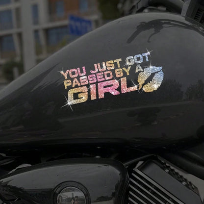 1pc "YOU JUST GOT PASSED BY A GIR" Self-Adhesive Glossy Sticker Fashion Art Sticker Suitable For Cars, Trucks, Walls, Laptops, Disposable, Residue Free- Compatible With Plastic Surfaces, Shiny Laptop
