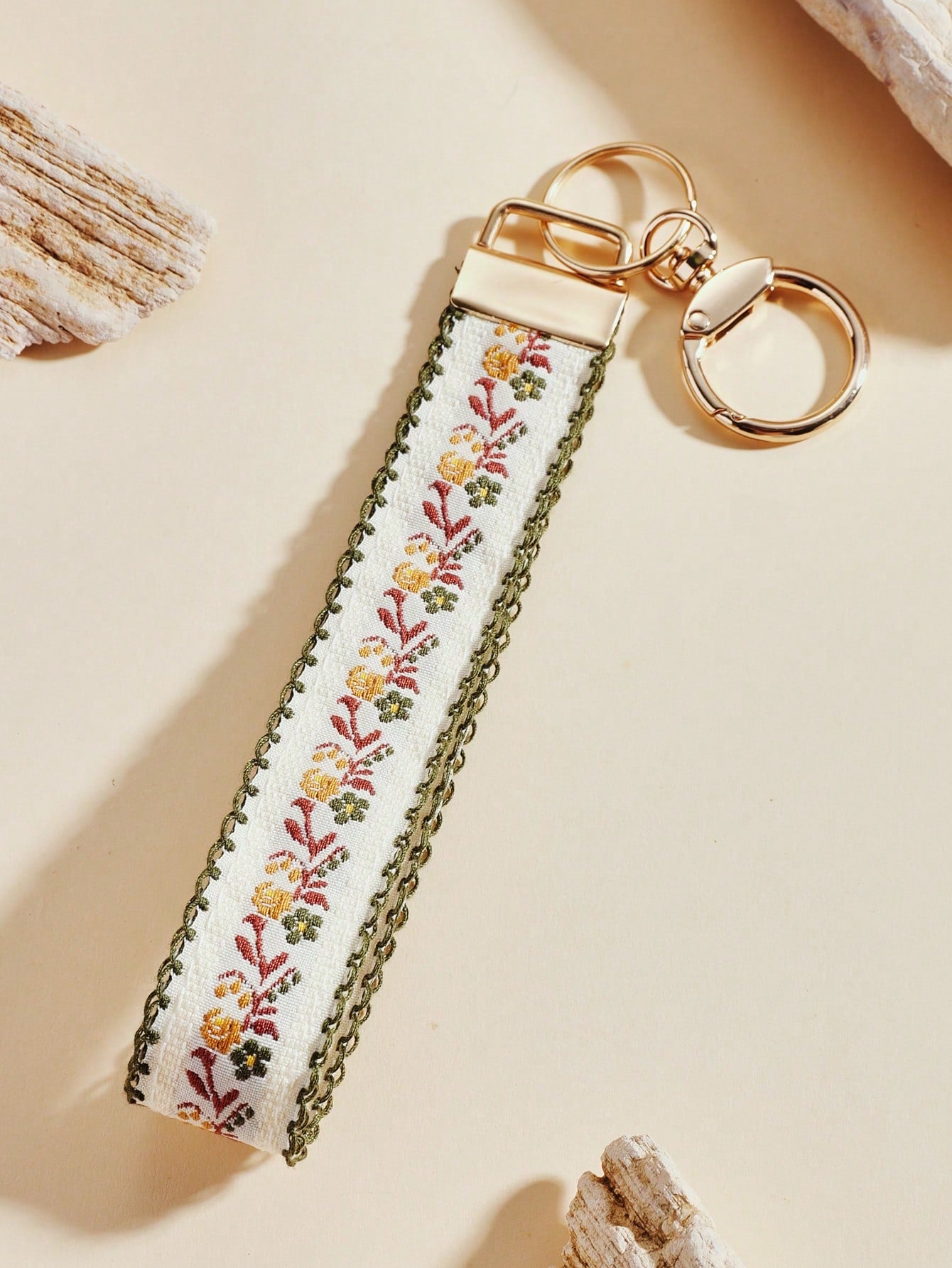 1pc Zinc Alloy Keychain, Key Chain, Bag Charm, Double-Layer Ribbon Keychain, Woven Strap Keychain, Keychain Accessories, Wristlet Keychain, Printed Ribbon Keychain, Women's Car Keychain, Women's Bag C