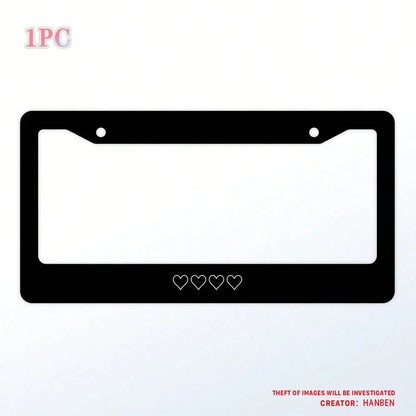 1PC,White Heart Style License Plate Prame Stainless Steel Rust-Proof Auto Parts License Plate Decorative Screws Fit Standard 2 Holes U.S. License Plate, 12.2x 6.3 Inch