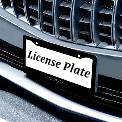 1PC,White Heart Style License Plate Prame Stainless Steel Rust-Proof Auto Parts License Plate Decorative Screws Fit Standard 2 Holes U.S. License Plate, 12.2x 6.3 Inch