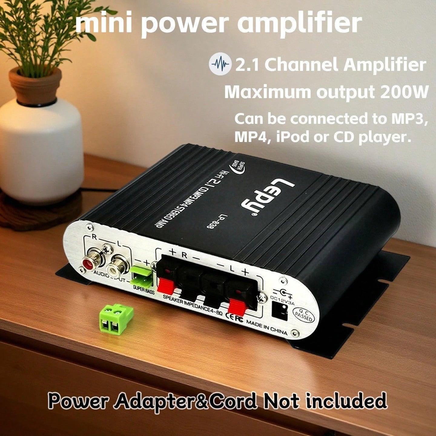 2.1-Channel HIFI Car Audio Amplifier|ST-838 Model,Maximum Power 200W| Compact Design With LED Lighting| Multi-Device Compatibility For Cars,RVs, Boats And Motorcycles Stereo Music Button Control D