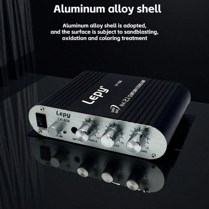 2.1-Channel HIFI Car Audio Amplifier|ST-838 Model,Maximum Power 200W| Compact Design With LED Lighting| Multi-Device Compatibility For Cars,RVs, Boats And Motorcycles Stereo Music Button Control D