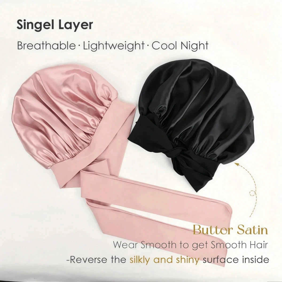 2/1pc Premium Satin Silk Sleep Cap, Soft Lightweight Breathable Bonnet, Suitable For Curly Hair, Braids And Long Hair, Anti-Frizz, Perfect For Sleep, Home And Travel