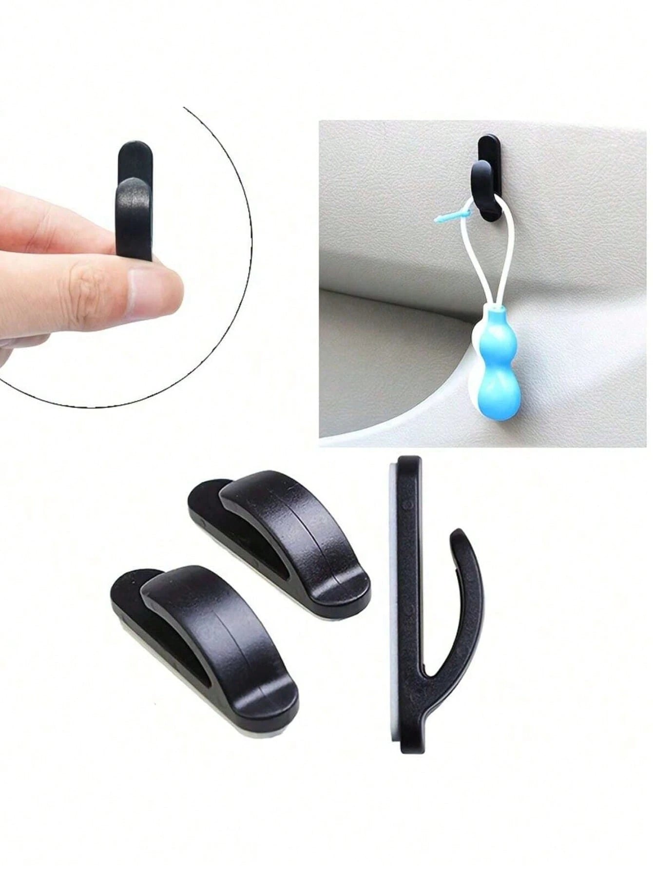 2/4pcs Convenient Black Auto Car Truck Self Adhesive Hook Hanger Bag Purse Organizer Holder
