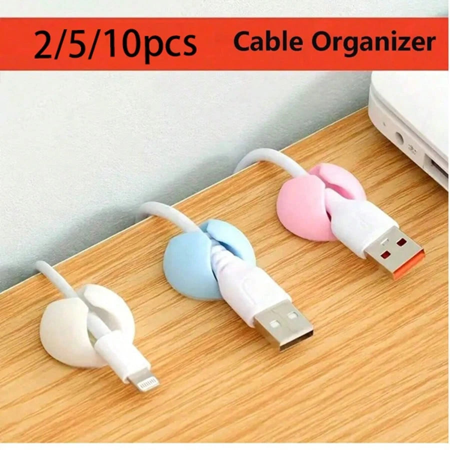 2/5/10pcs Silicone Cable Clips, Desktop Cable Organizer, Cable Storage Rack, USB Charging Cable Winder, Car, Tablet Cable Management, Durable And Compact: Organize Your Phone Charging Cables, Earphone